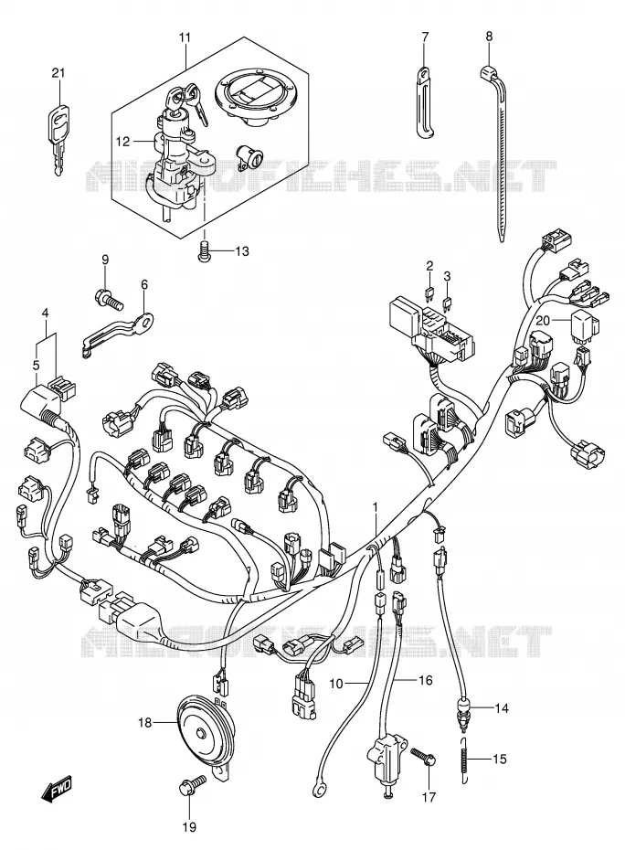 FAISCEAU ELECTRIQUE (GSX-R750K4/K5) Suzuki MOTO 750 GSX-R 2004  GSX-R750K4(E2)