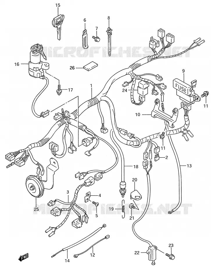 FAISCEAU ELECTRIQUE (MODELE N/P) Suzuki MOTO 750 GSX-R 1995  GSX-R750WS(E28)