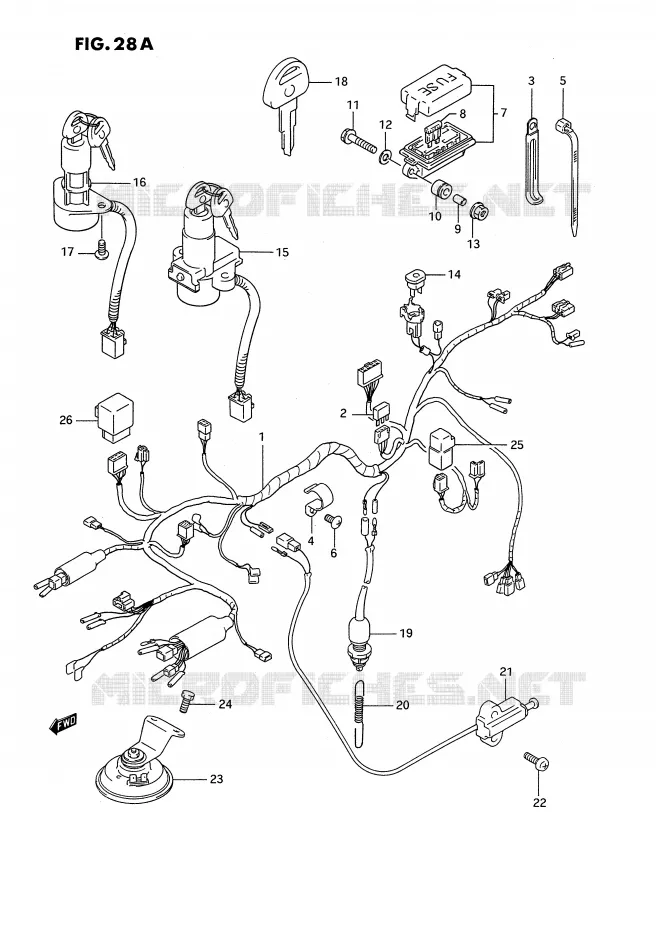 FAISCEAU ELECTRIQUE (MODELE R) Suzuki MOTO 1100 GSX-F 1989  GSX1100FK(E2)