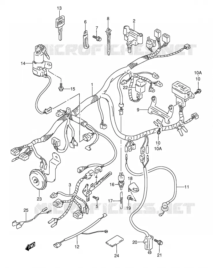 FAISCEAU ELECTRIQUE (MODELE S/T/V/W) Suzuki MOTO 1100 GSX-R 1996  GSX-R1100WSKT(E28)
