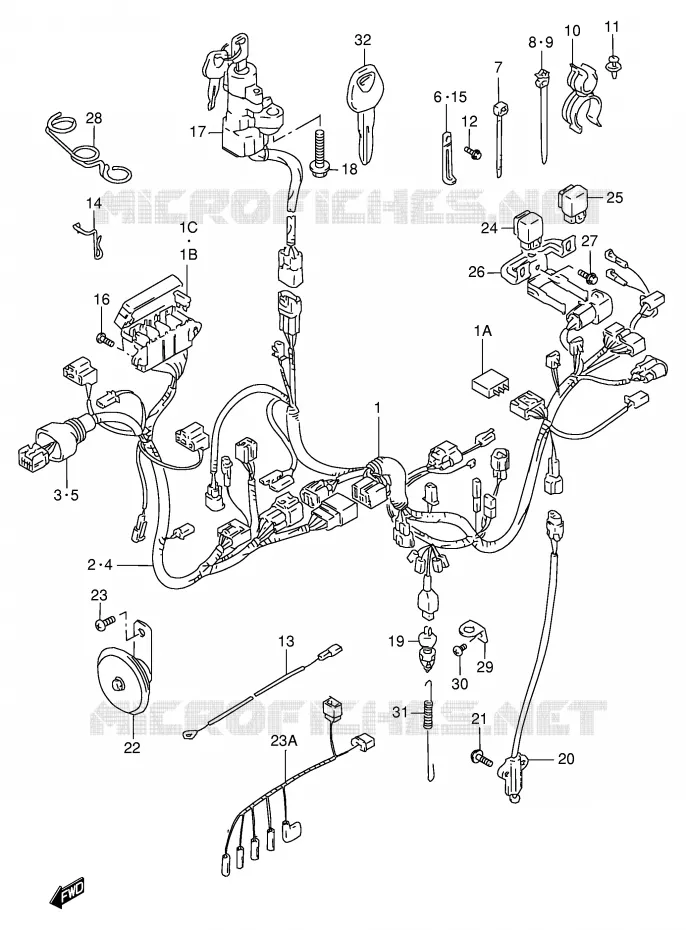 FAISCEAU ELECTRIQUE (MODELE T/V) Suzuki MOTO 750 GSX-R 1996  GSX-R750T(E2)