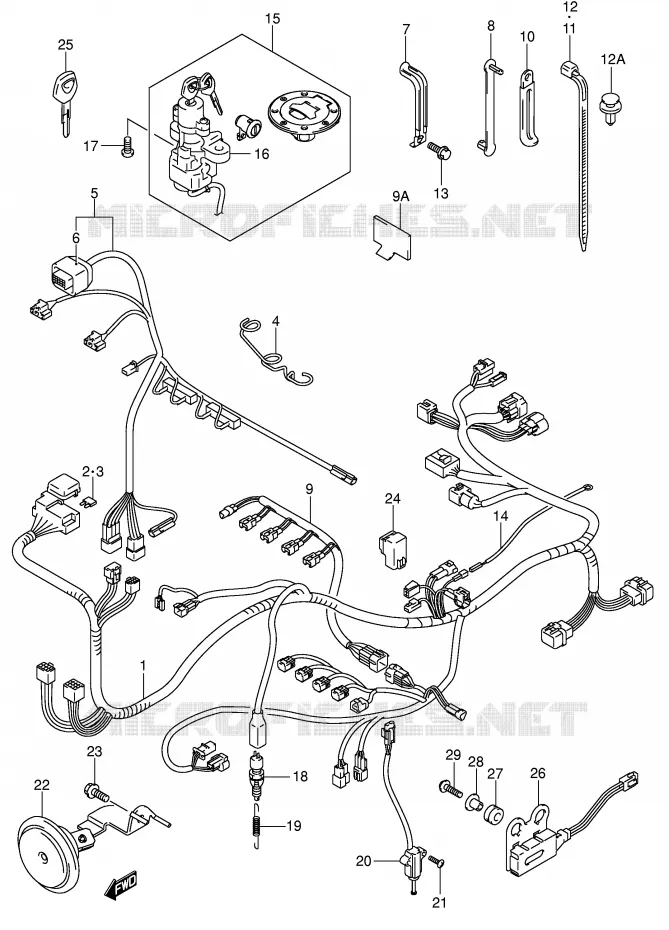 FAISCEAU ELECTRIQUE (MODELE Y/K1) Suzuki MOTO 750 GSX-R 2002  GSX-R750K2(E2)