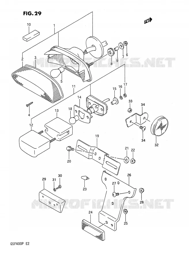 FEU ARRIERE Suzuki MOTO 400 BANDIT 1991  GSF400M(E2)