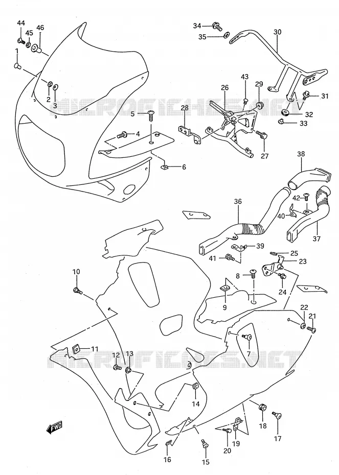FLANCS DE CARENAGES (MODELE R/S) Suzuki MOTO 750 GSX-R 1995  GSX-R750WS(E28)