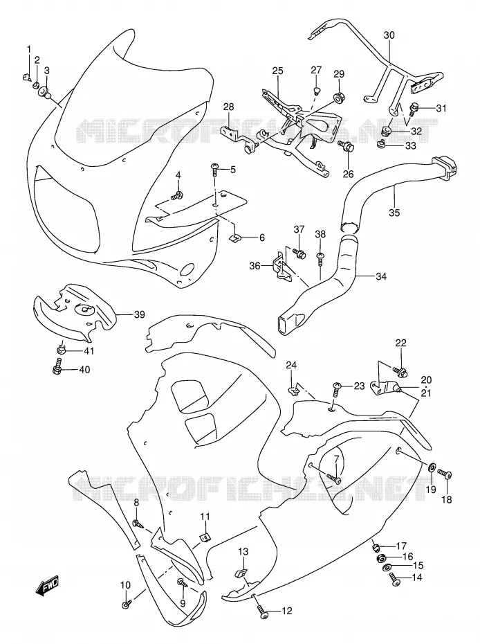 FLANCS DE CARENAGES (MODELE S/T/V/W) Suzuki MOTO 1100 GSX-R 1995  GSX-R1100WS(E28)