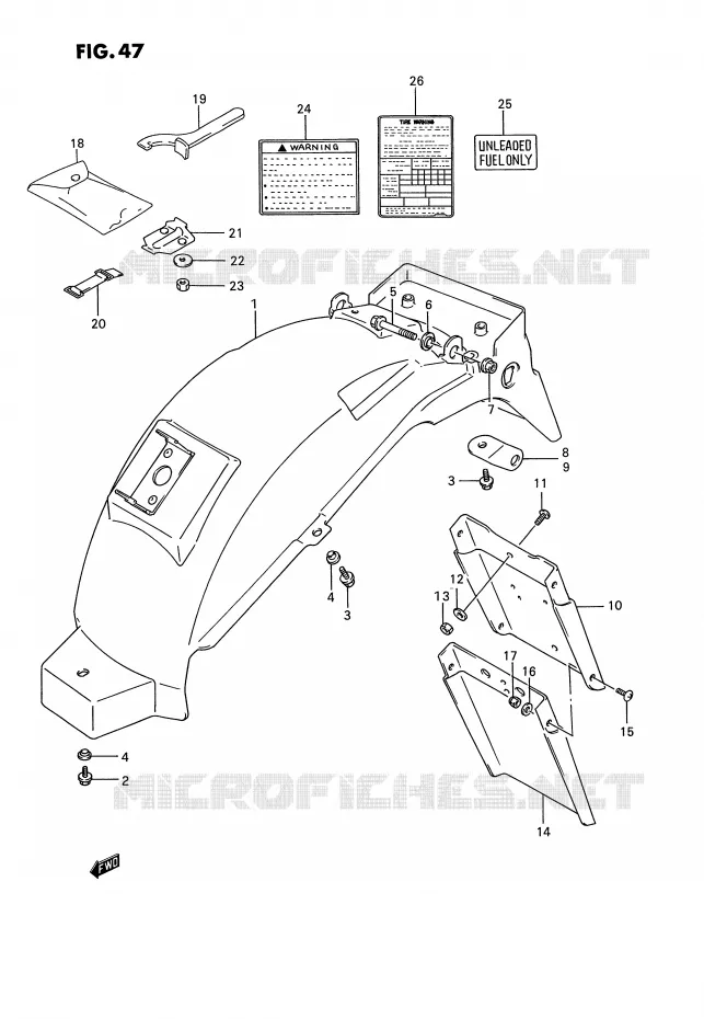GARDE BOUE ARRIERE Suzuki MOTO 1100 GSX-G 1993  GSX1100GP(E2)