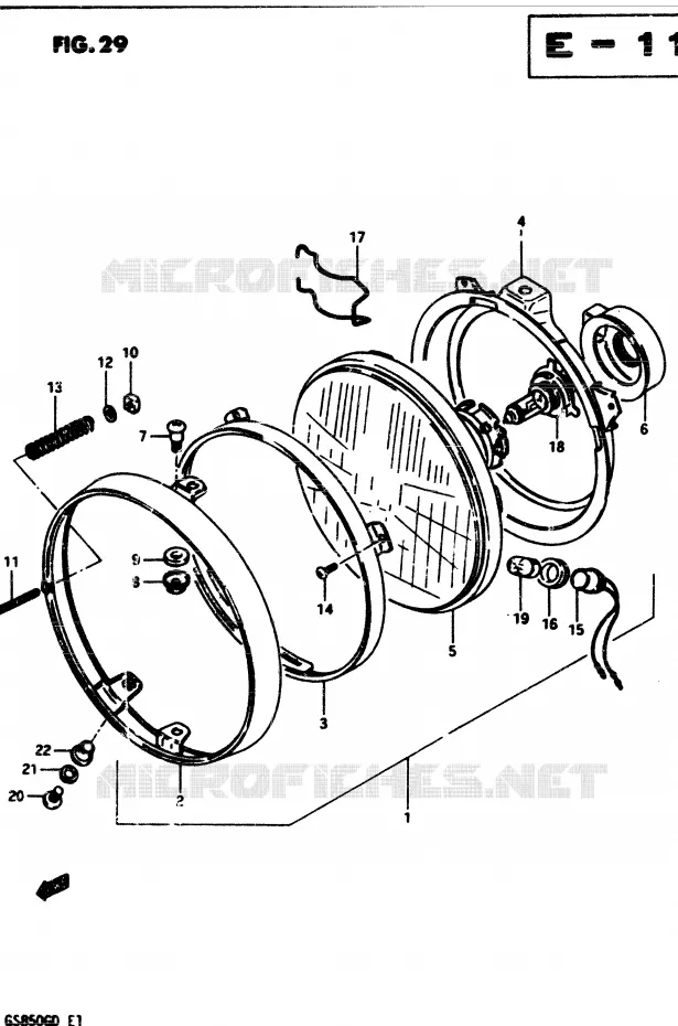 PHARE (E2) Suzuki MOTO 850 GS 1983  GS850GD(E1)