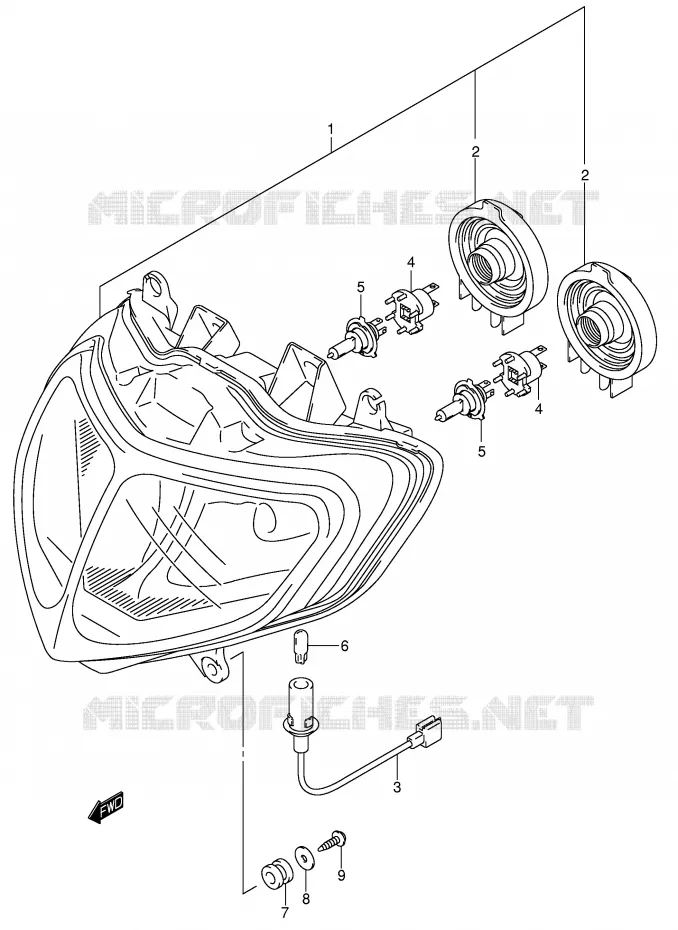 PHARE (E2,E19) Suzuki MOTO 600 GSX-R 2003  GSX-R600UZK3(E2)
