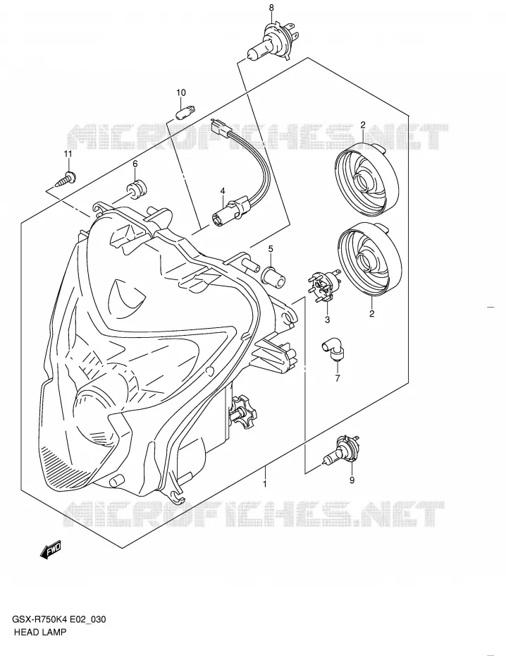 PHARE (E2,E19,P37) Suzuki MOTO 750 GSX-R 2005  GSX-R750U2XK5(E2)