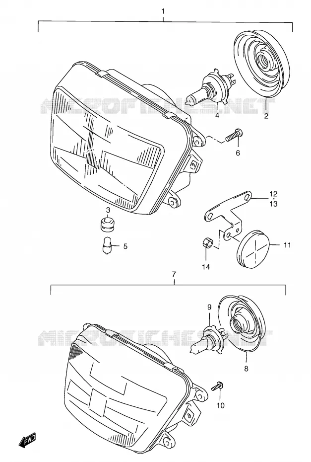 PHARE (GSF1200ST/SV/SW/SX/SY/SAV/SAW/SAX/SAY) Suzuki MOTO 1200 BANDIT 1998  GSF1200SAW(E2)