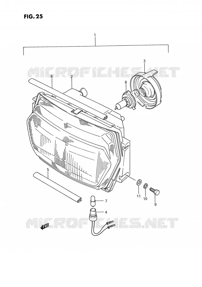 PHARE (MODELE K/L/M/N/P) Suzuki MOTO 1100 GSX-F 1990  GSX1100FL(E2)
