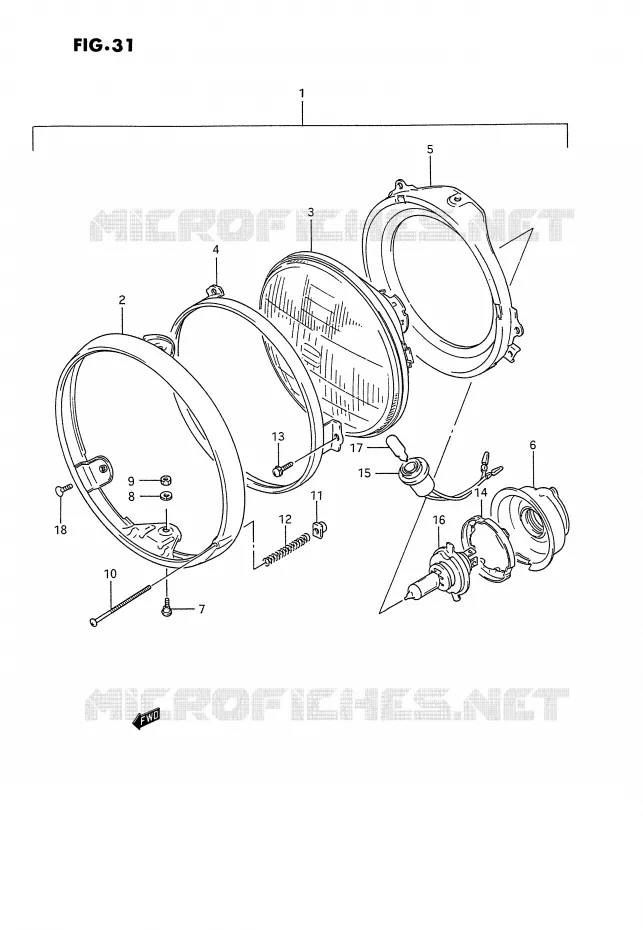 PHARE (MODELE M/N E1,E2,E24) Suzuki MOTO 1100 GSX-G 1994  GSX1100GR(E2)