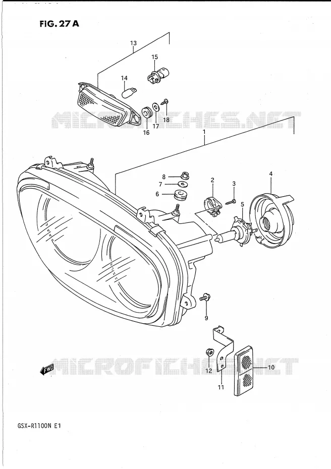 PHARE (MODELE N) Suzuki MOTO 1100 GSX-R 1992  GSX-R1100N(E1)