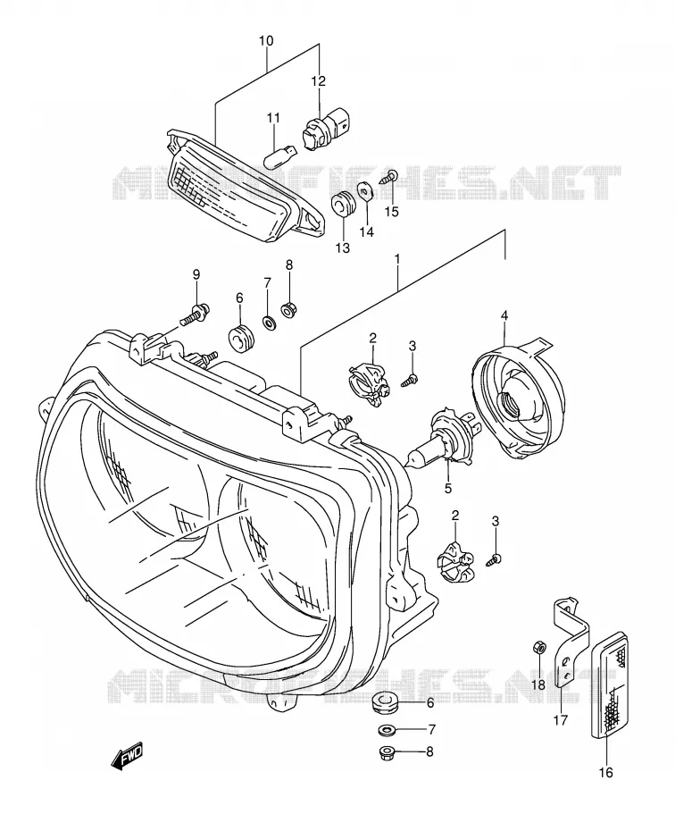 PHARE (MODELE P/R) Suzuki MOTO 1100 GSX-R 1996  GSX-R1100WSKT(E28)