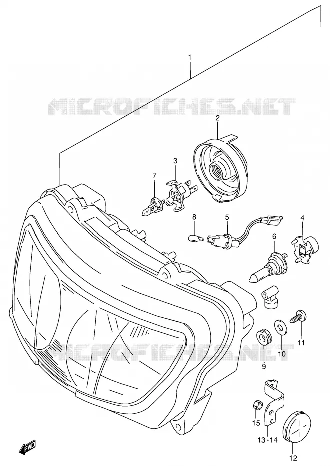 PHARE (MODELE T/V E4,E18,E22,E25,E34,E39,P37) Suzuki MOTO 750 GSX-R 1998  GSX-R750W(E2)
