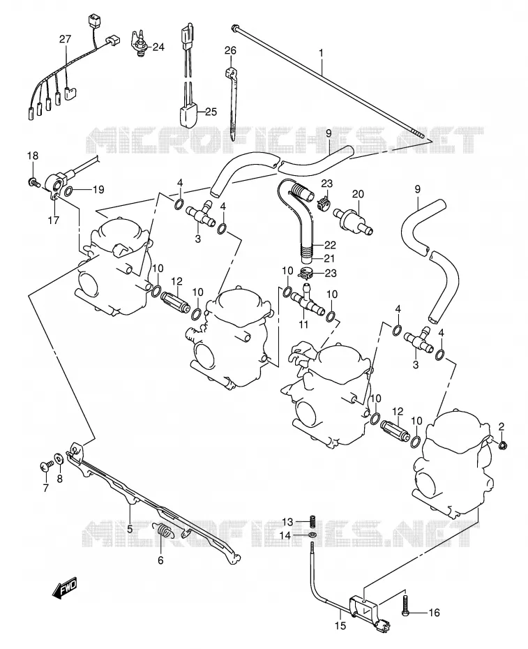 PIECES EXTERNES CARBURATEUR (MODELE K3/K4) Suzuki MOTO 600 BANDIT 2002  GSF600SUK2(E2)