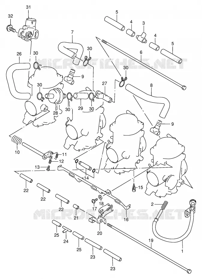 PIECES EXTERNES CARBURATEUR (MODELE T/V) Suzuki MOTO 750 GSX-R 1997  GSX-R750V(E2)