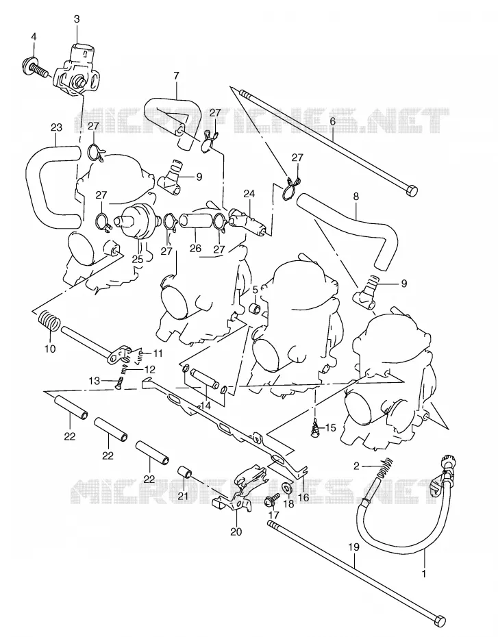 PIECES EXTERNES CARBURATEUR (MODELE V) Suzuki MOTO 600 GSX-R 1997  GSX-R600V(E2)
