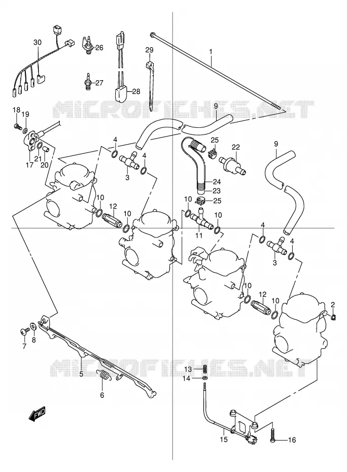 PIECES EXTERNES CARBURATEUR (MODELE Y/K1/K2) Suzuki MOTO 600 BANDIT 2002  GSF600UK2(E2)