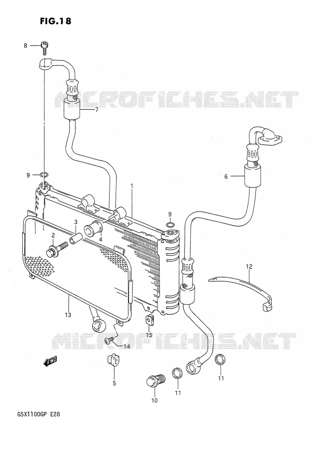 RADIATEUR D'HUILE Suzuki MOTO 1100 GSX-G 1993  GSX1100GP(E28)