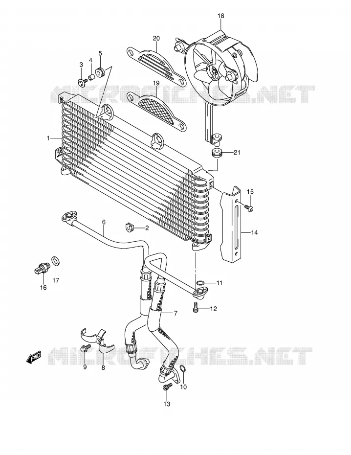 RADIATEUR D'HUILE Suzuki MOTO 1400 GSX 2002  GSX1400U1K2(E2)