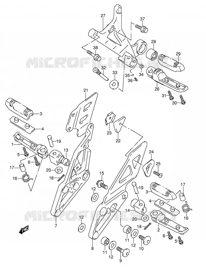 REPOSE PIED (MODELE P/R) Suzuki MOTO 1100 GSX-R 1998  GSX-R1100WW(E28)