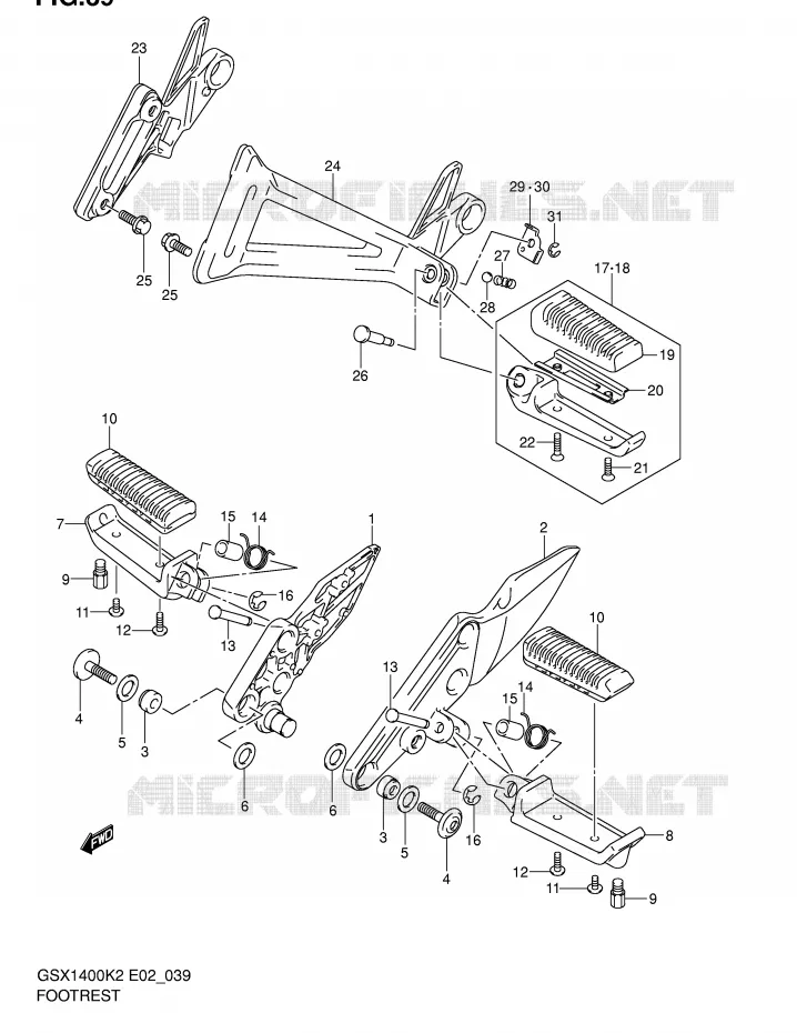 REPOSE PIED Suzuki MOTO 1400 GSX 2004  GSX1400U1K4(E2)