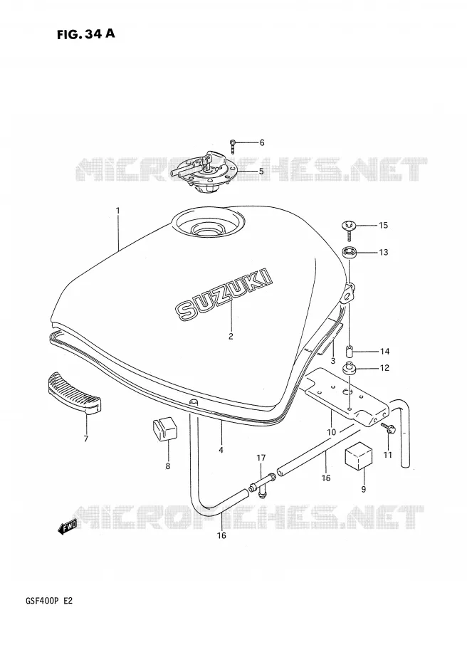 RESERVOIR D'ESSENCE (E30) Suzuki MOTO 400 BANDIT 1991  GSF400M(E2)