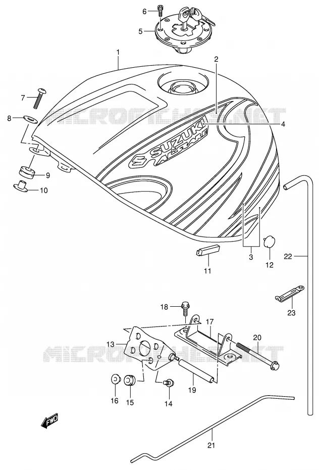 RESERVOIR D'ESSENCE (GSX-R600ZK3) Suzuki MOTO 600 GSX-R 2002  GSX-R600U2K2(E2)
