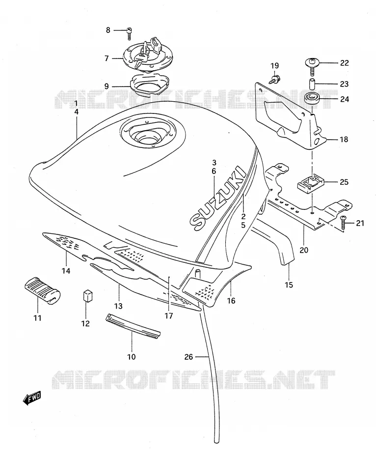RESERVOIR D'ESSENCE (MODELE N/P) Suzuki MOTO 1100 GSX-F 1993  GSX1100FP(E28)