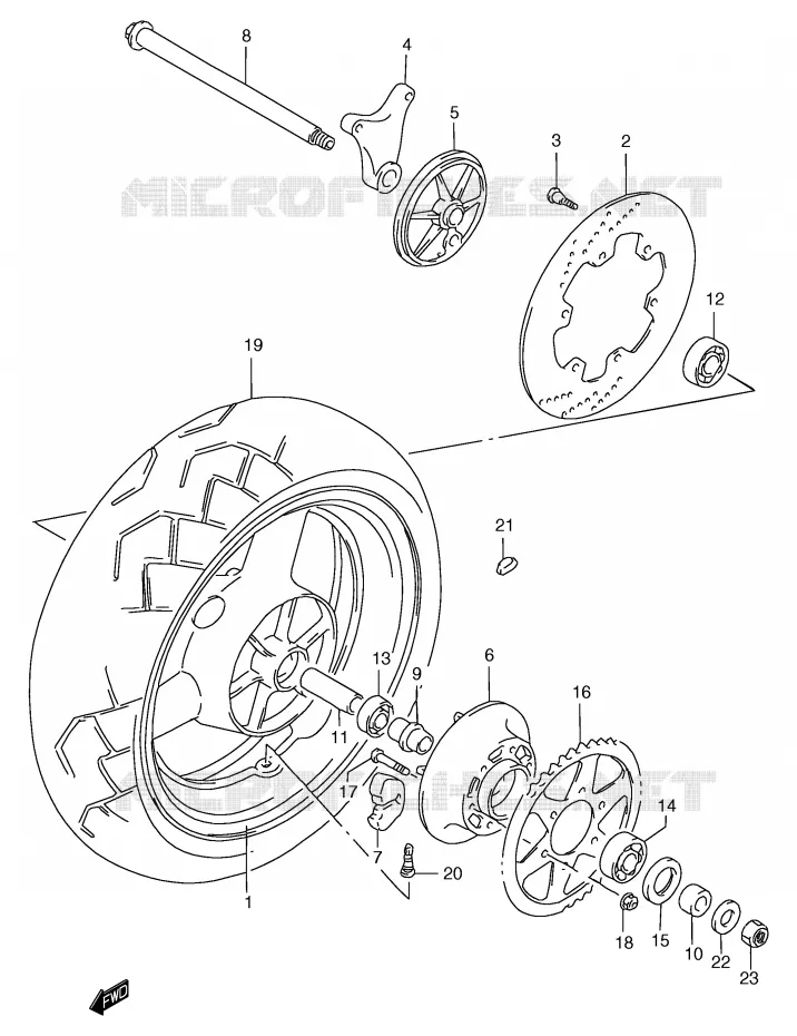 ROUE ARRIERE (GSF1200SAV/SAW/SAX/SAY) Suzuki MOTO 1200 BANDIT 2000  GSF1200SAY(E2)