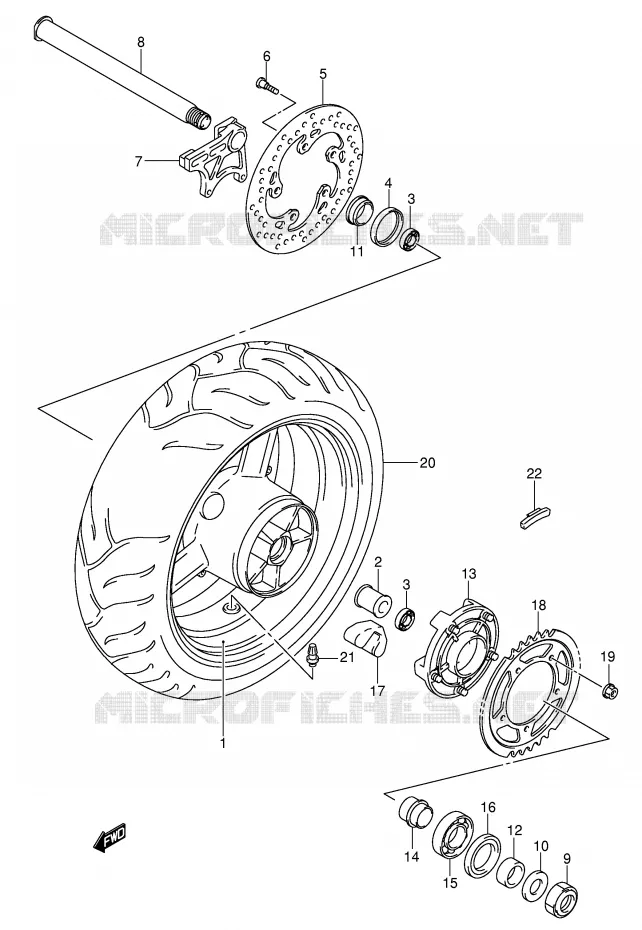 ROUE ARRIERE (GSX-R750K4/U2K4/K5/U2K5) Suzuki MOTO 750 GSX-R 2004  GSX-R750K4(E2)