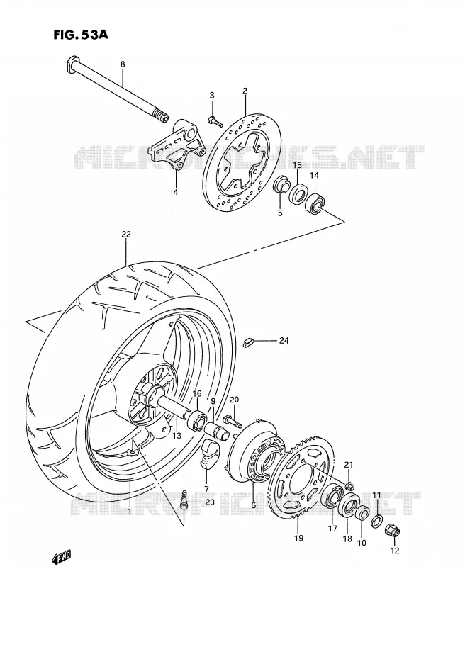 ROUE ARRIERE (MODELE R/S) Suzuki MOTO 750 GSX-R 1993  GSX-R750WP(E2)