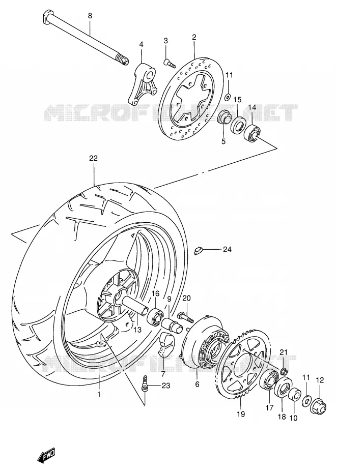 ROUE ARRIERE (MODELE S/T/V/W) Suzuki MOTO 1100 GSX-R 1994  GSX-R1100WR(E2)