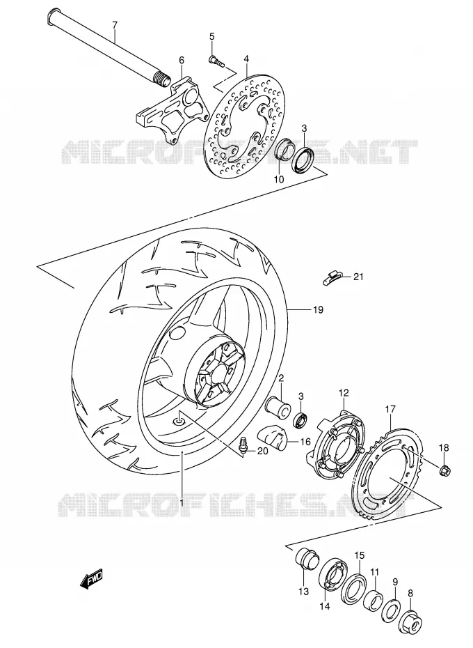 ROUE ARRIERE Suzuki MOTO 1000 GSX-R 2003  GSX-R1000K3(E2)