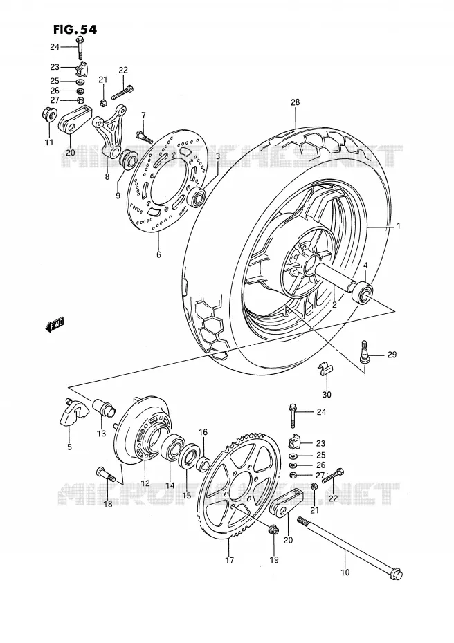 ROUE ARRIERE Suzuki MOTO 1100 GSX-F 1992  GSX1100FN(E2)