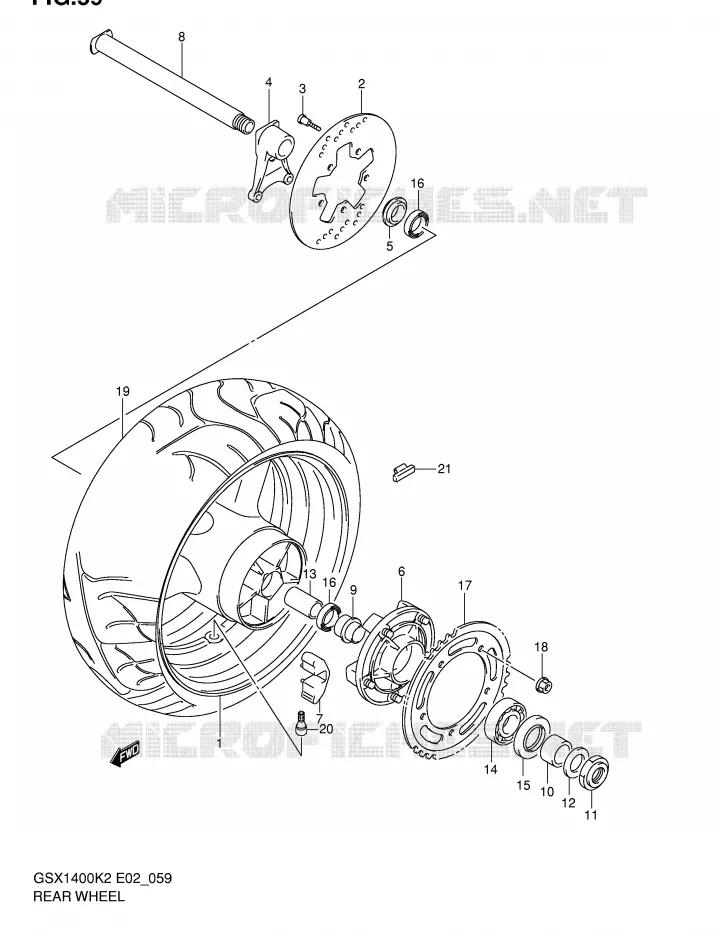 ROUE ARRIERE Suzuki MOTO 1400 GSX 2003  GSX1400K3(E2)