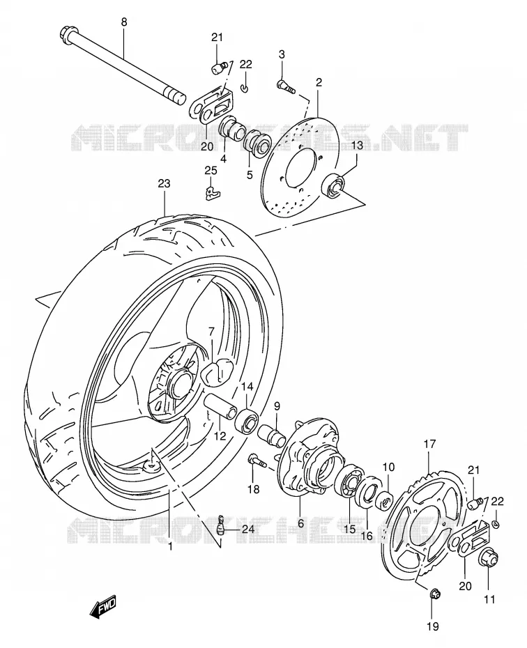ROUE ARRIERE Suzuki MOTO 400 GSX-R 1991  GSX-R400RFM(E30)