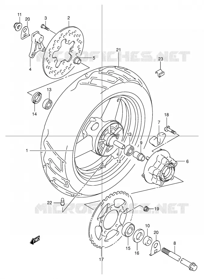 ROUE ARRIERE Suzuki MOTO 600 BANDIT 2004  GSF600SK4(E2)
