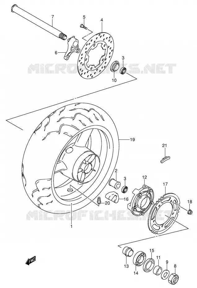 ROUE ARRIERE Suzuki MOTO 600 GSX-R 2001  GSX-R600U2K1(E2)
