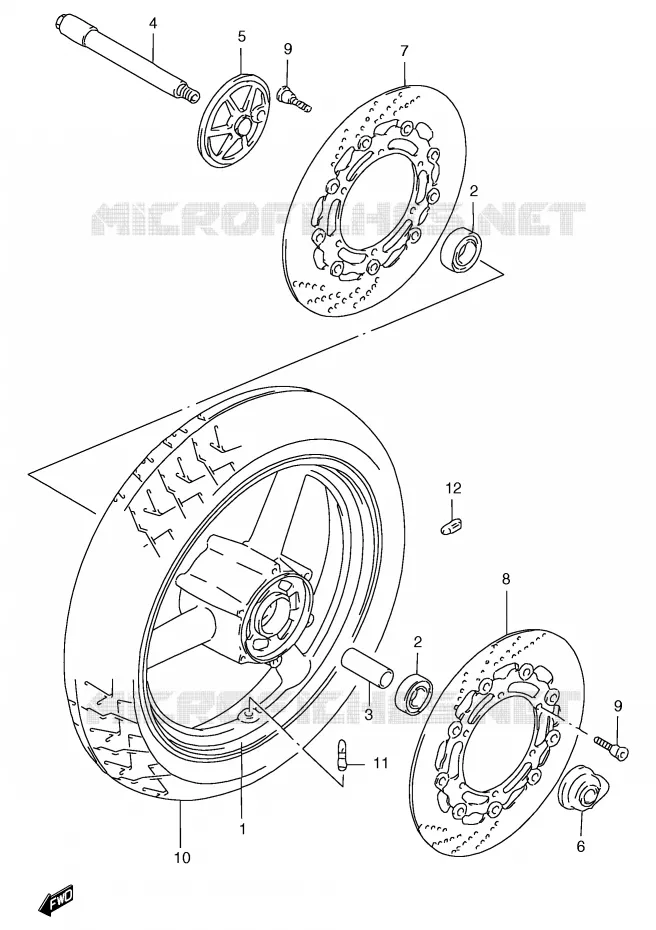 ROUE AVANT (GSF1200SAV/SAW/SAX/SAY) Suzuki MOTO 1200 BANDIT 1998  GSF1200SW(E2)