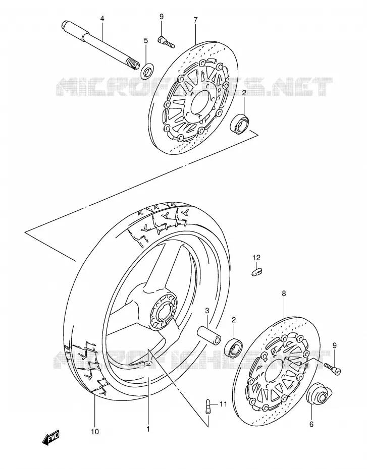 ROUE AVANT (GSF1200ST/SV/SW/SX/SY) Suzuki MOTO 1200 BANDIT 1996  GSF1200ST(E28)