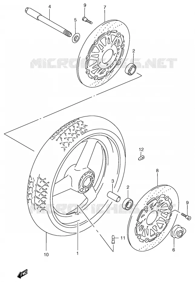 ROUE AVANT (GSF1200T/V/W/X/Y/ST/SV/SW/SX/SY) Suzuki MOTO 1200 BANDIT 2000  GSF1200Y(E2)