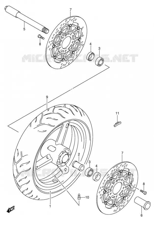 ROUE AVANT (GSX-R600K4/U2K4/U3K4/K5/U2K5/U3K5) Suzuki MOTO 600 GSX-R 2005  GSX-R600K5(E2)