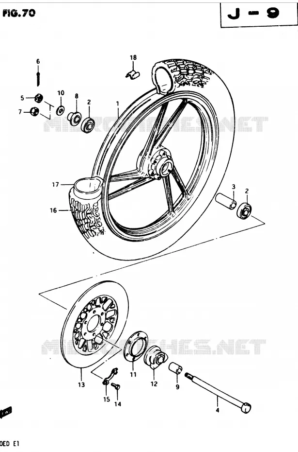 ROUE AVANT (MODELE D) Suzuki MOTO 250 GSX 1982  GSX250Z(Z/D)