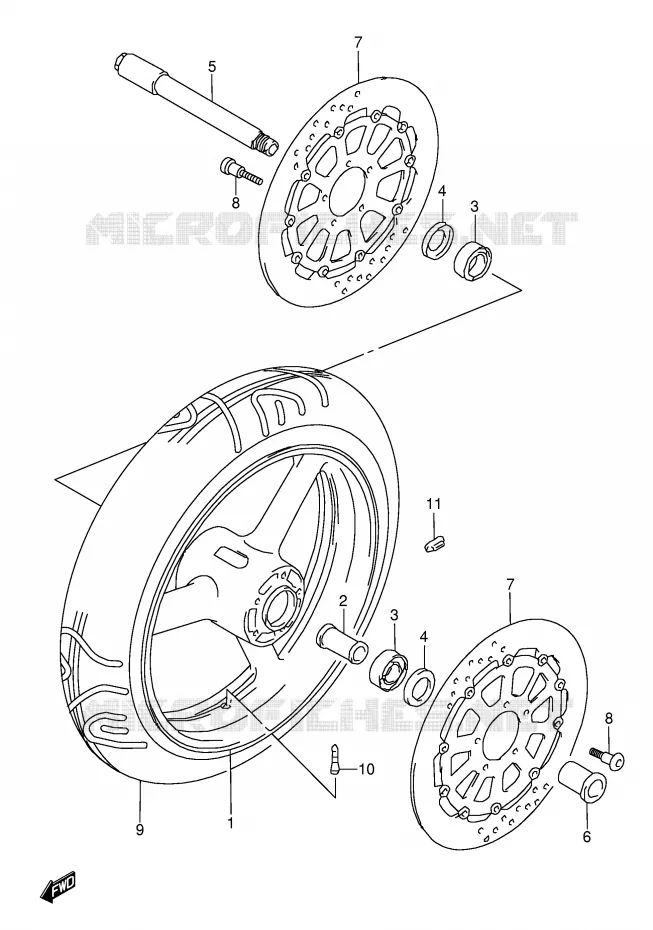 ROUE AVANT (MODELE V) Suzuki MOTO 600 GSX-R 2000  GSX-R600Y(E2)