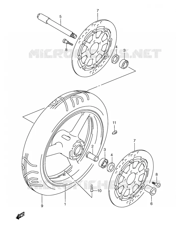 ROUE AVANT (MODELE W/X) Suzuki MOTO 600 GSX-R 1999  GSX-R600X(E2)