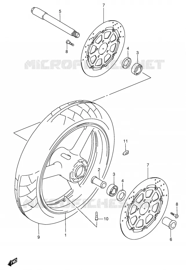 ROUE AVANT (MODELE W/X) Suzuki MOTO 750 GSX-R 1999  GSX-R750X(E2)