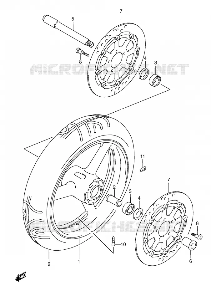 ROUE AVANT (MODELE Y) Suzuki MOTO 600 GSX-R 2000  GSX-R600Y(E2)