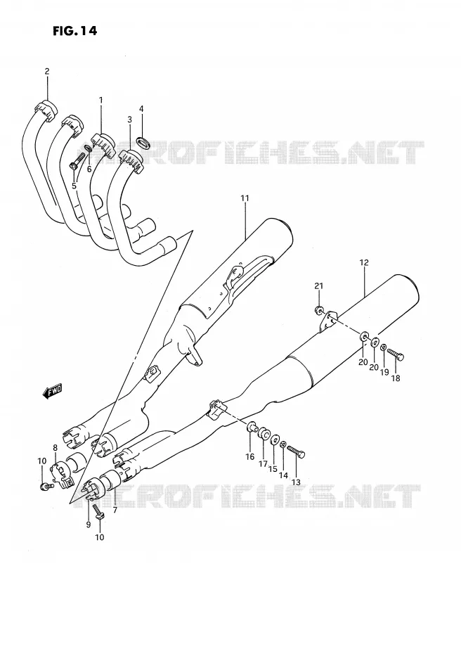 SILENCIEUX (MODELE J) Suzuki MOTO 1100 GSX-F 1988  GSX1100FJ(E2)